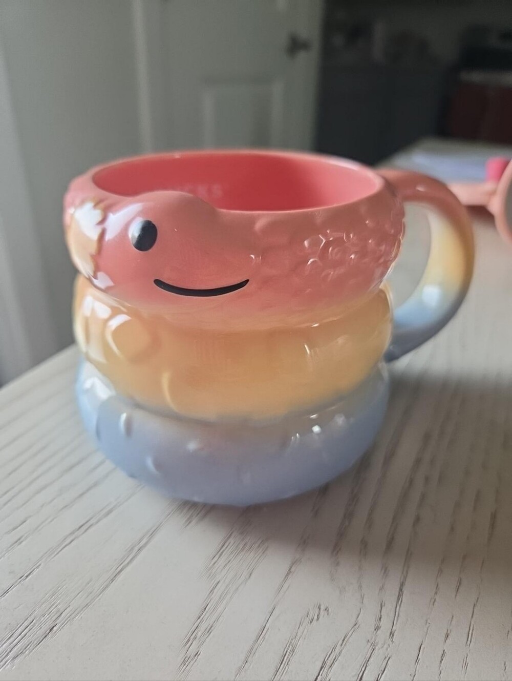 Starbucks Snake Mug 14 oz Pink Yellow Blue Ceramic Cup 2025